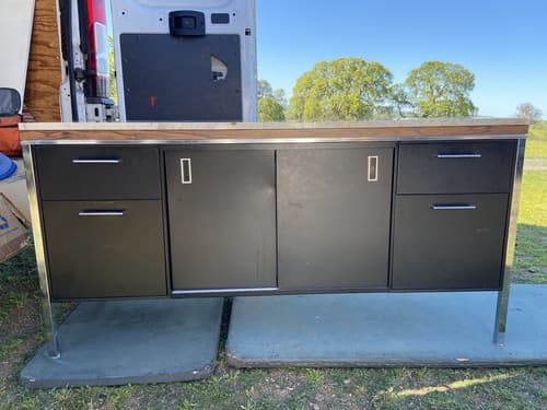 Florence knoll Style Marble Top Medal Tanker Credenza - Thumbnail 18