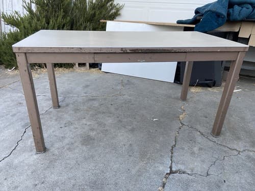 Vintage Art Metal Tanker Desk Library Table - Image 1