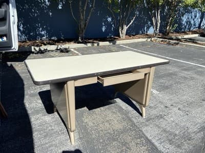 1960s AllSteel Panel Leg Tanker Table Desk Metal Work Bench - Image 1