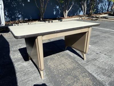 1960s AllSteel Panel Leg Tanker Table Desk Metal Work Bench - Thumbnail 3