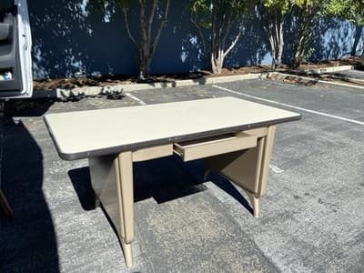 1960s AllSteel Panel Leg Tanker Table Desk Metal Work Bench - Thumbnail 4