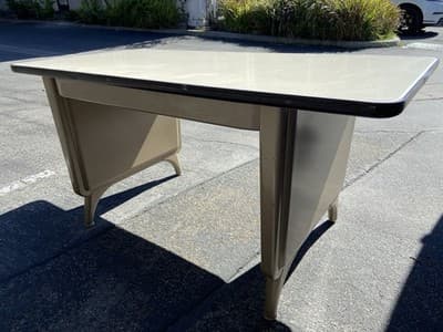 1960s AllSteel Panel Leg Tanker Table Desk Metal Work Bench - Thumbnail 5