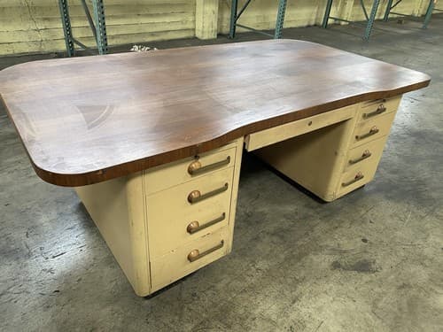 Stow & Davis mid century modern art deco desk needs restoration - Thumbnail 2