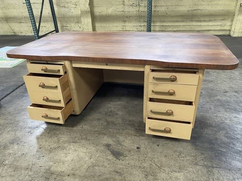 Stow & Davis mid century modern art deco desk needs restoration - Thumbnail 7