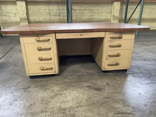 Stow & Davis mid century modern art deco desk needs restoration - Thumbnail 3