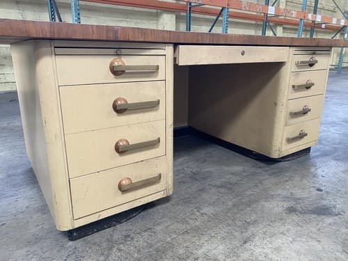 Stow & Davis mid century modern art deco desk needs restoration - Thumbnail 4