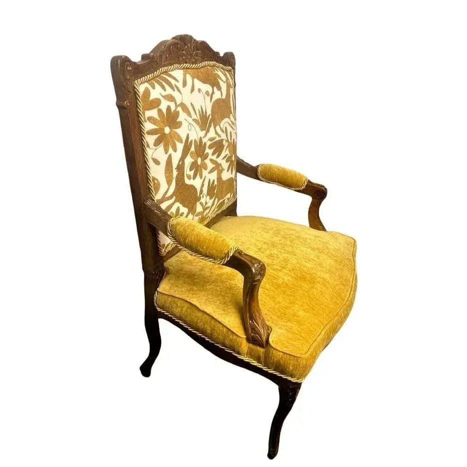 'Empress Carlota' 19th Century Antique French Chairs Reupholstered With Otomi Hand Embroidery - Set of 4 - Thumbnail 5