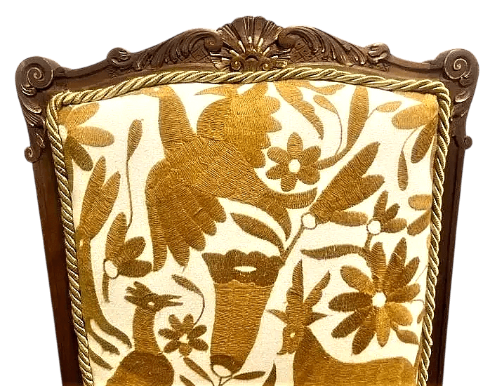 'Empress Carlota' 19th Century Antique French Chairs Reupholstered With Otomi Hand Embroidery - Set of 4 - Thumbnail 9