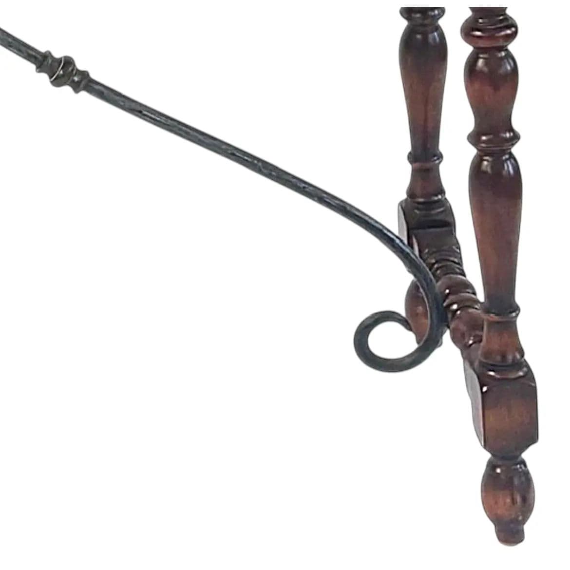 Spanish 60" Console Table With Scrolling Iron Stretcher and Vasiform Legs - Early 20th Century - Thumbnail 5