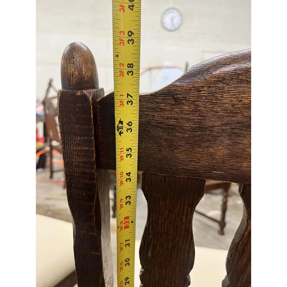 Antique Santa Fe Style Carved Oak Dining Chairs - Set of 4 - Attributed to Jamestown Feudal Oak Collection - Thumbnail 5