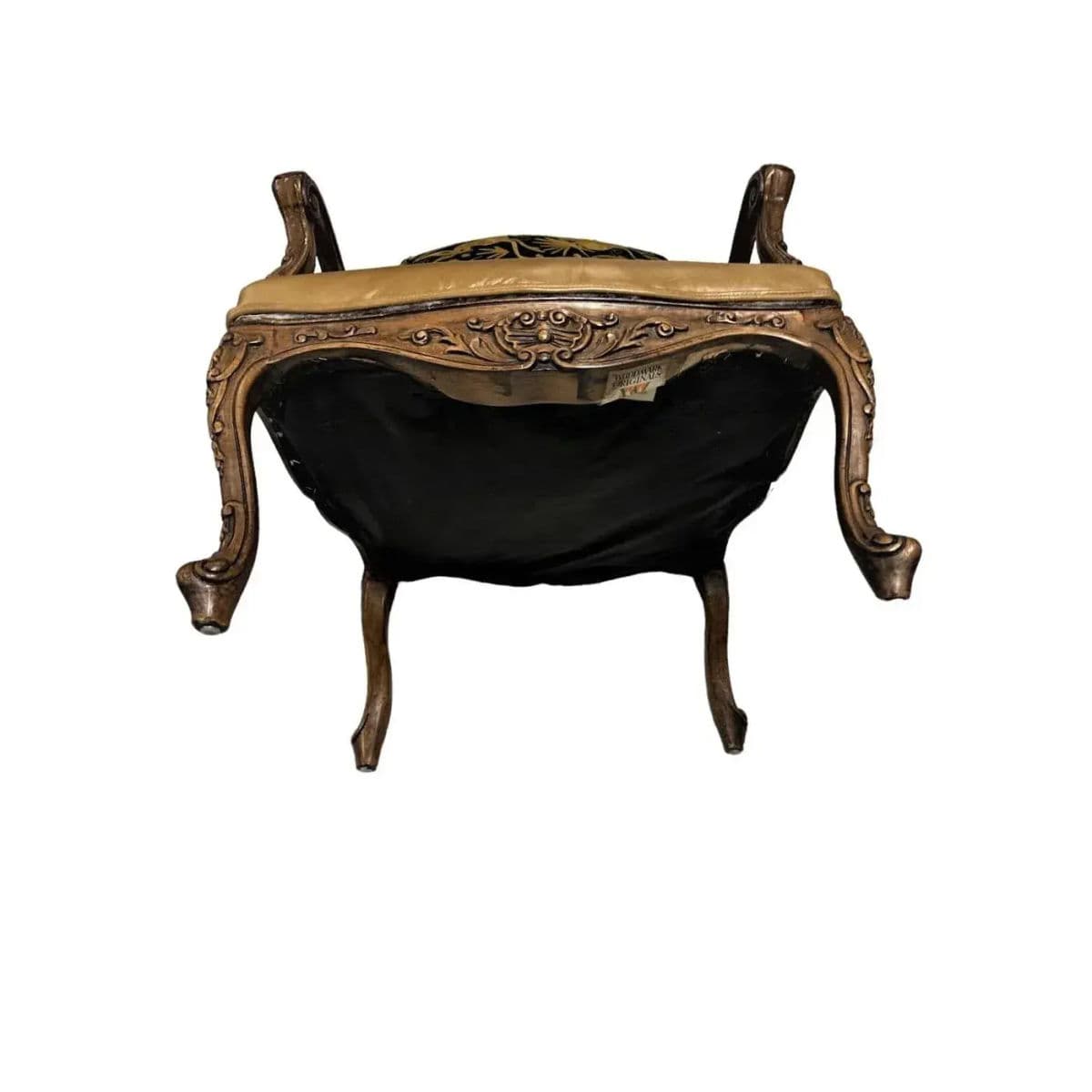 Late 20th Century Empress Carlota' Louis XV Large Fauteuil - Carved Walnut Reupholstered With Otomi Hand Embroidery and Leather - Thumbnail 8