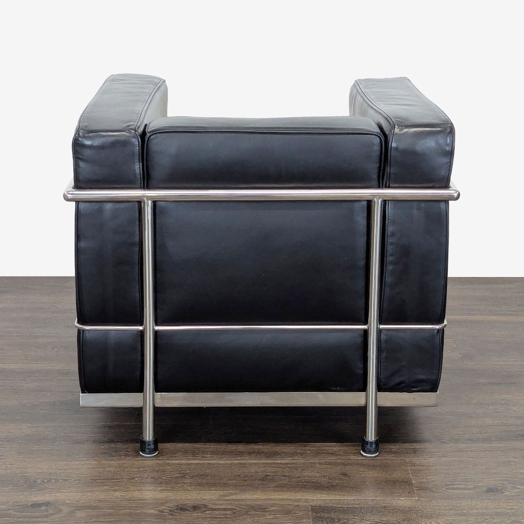 Design Within Reach LC2 Petit Modele Modern Black Leather Lounge Chair - Thumbnail 7