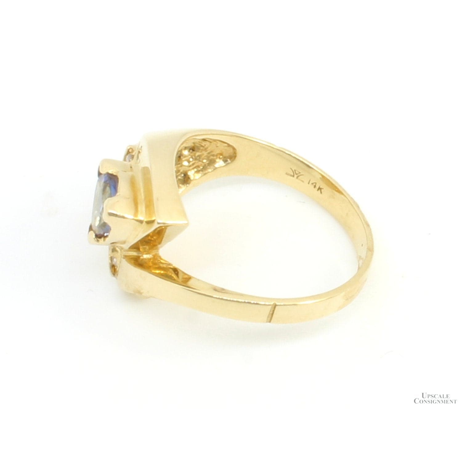 .75ct Trillion Cut Tanzanite .12ctw Diamond 14K Gold Ring - Size 7 - Thumbnail 4