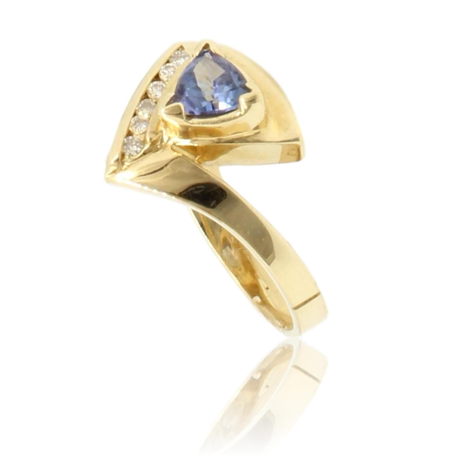 .75ct Trillion Cut Tanzanite .12ctw Diamond 14K Gold Ring - Size 7 - Image 1