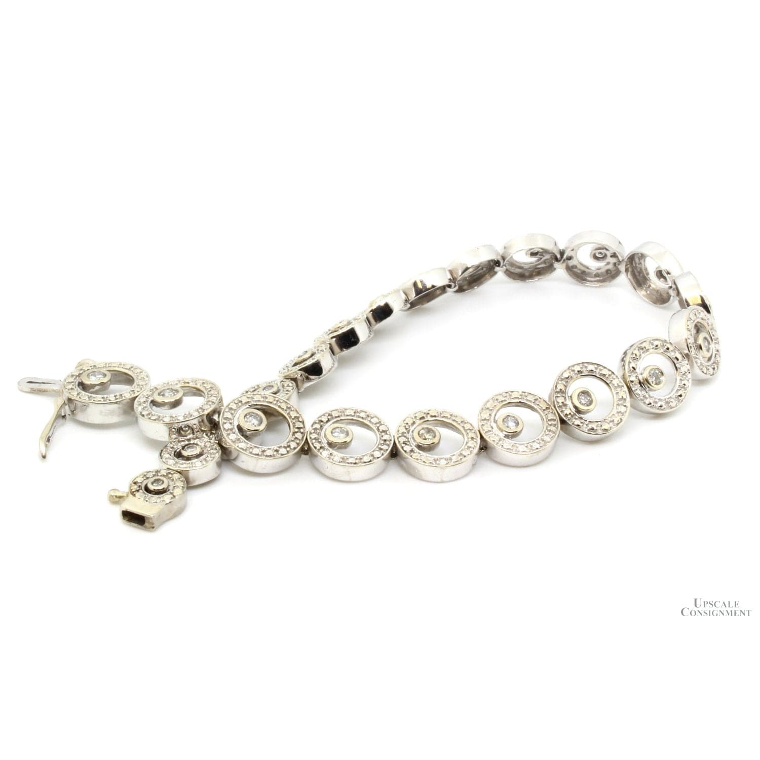 10K White Gold .65ctw Diamond Eternity Link Bracelet - 7.75" - Thumbnail 2