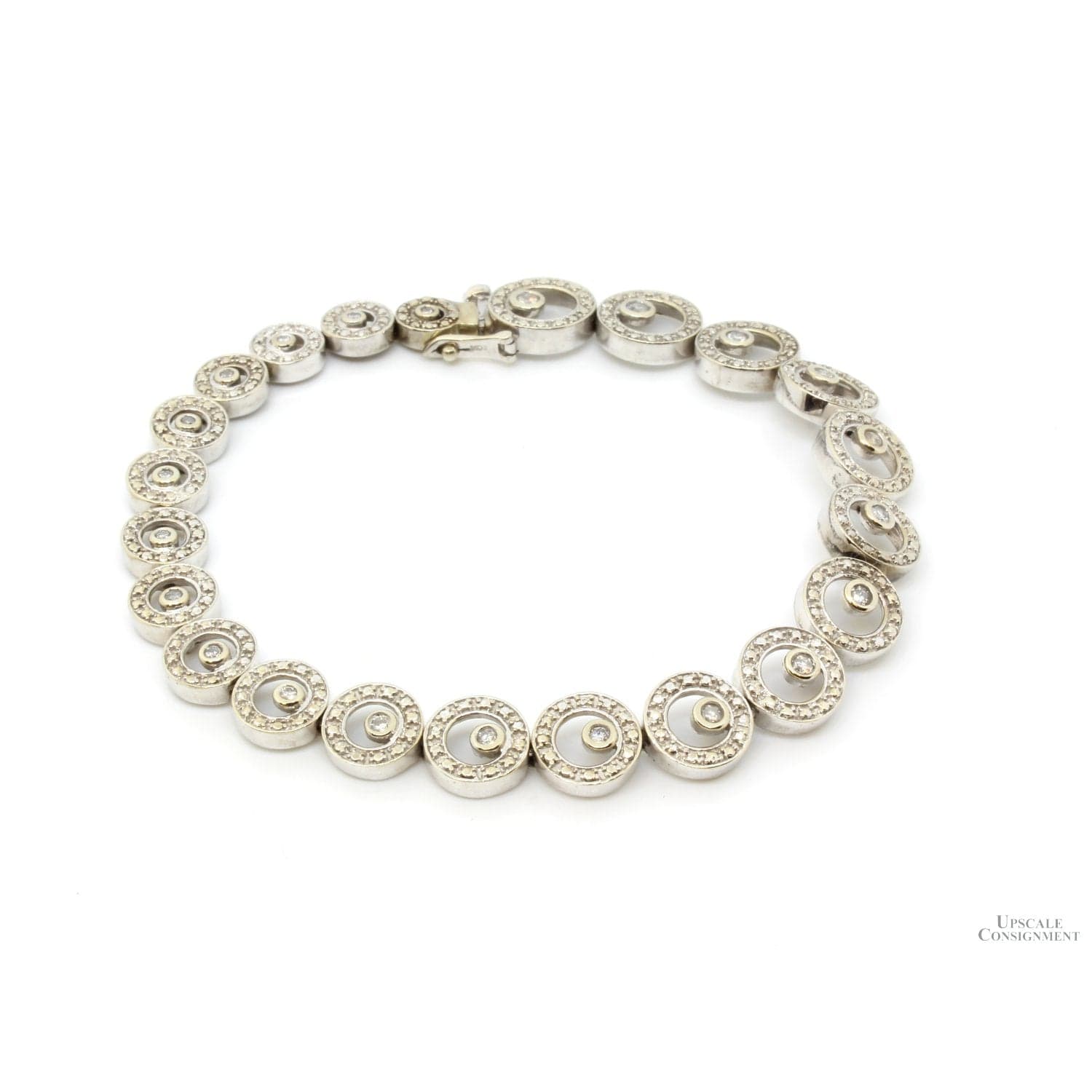 10K White Gold .65ctw Diamond Eternity Link Bracelet - 7.75" - Image 1