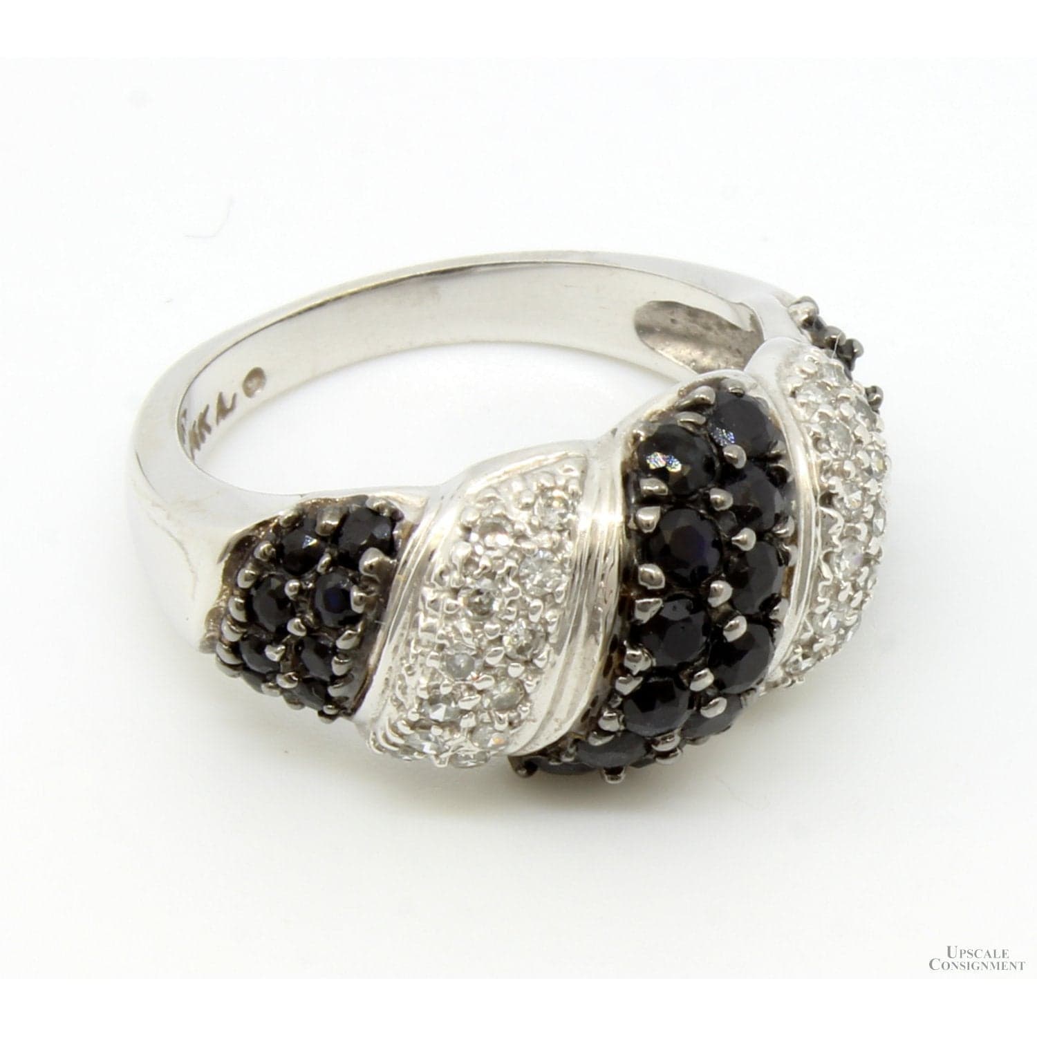 14K White Gold .94ctw Blue Sapphire .25ctw Diamond Ring - Size 6.5 - Thumbnail 2