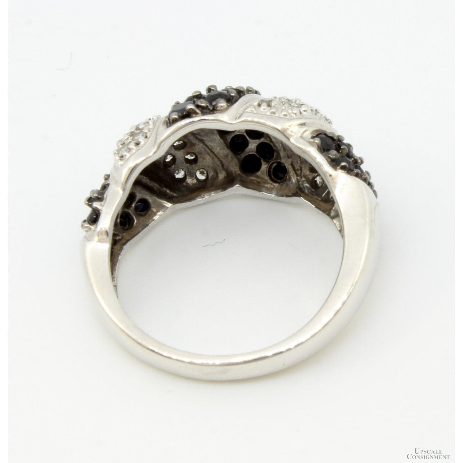 14K White Gold .94ctw Blue Sapphire .25ctw Diamond Ring - Size 6.5 - Thumbnail 4