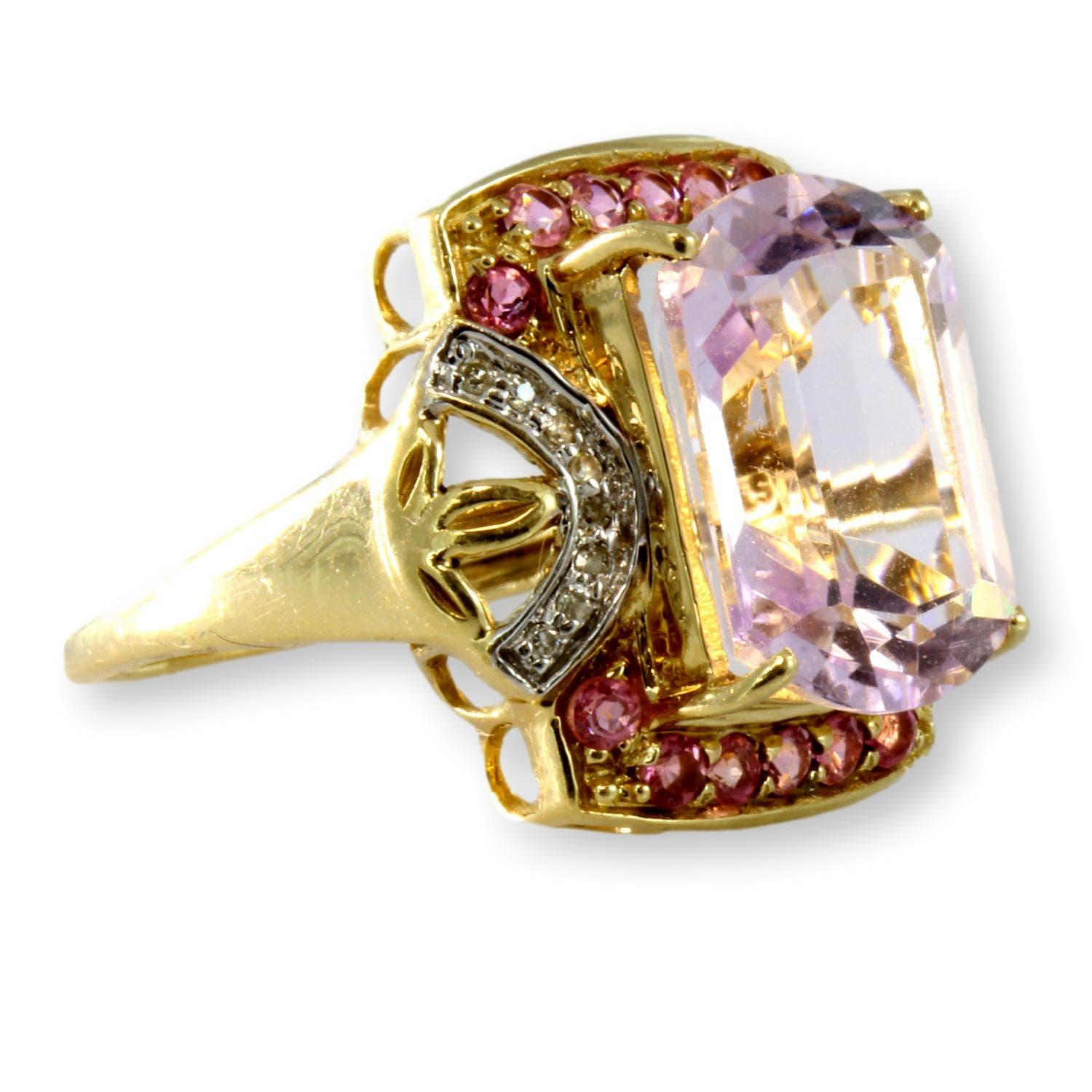 Violet Iolite, .42ctw Pink Tourmaline & .08ctw Diamond 10K Gold Ring - Size 6 - Image 1