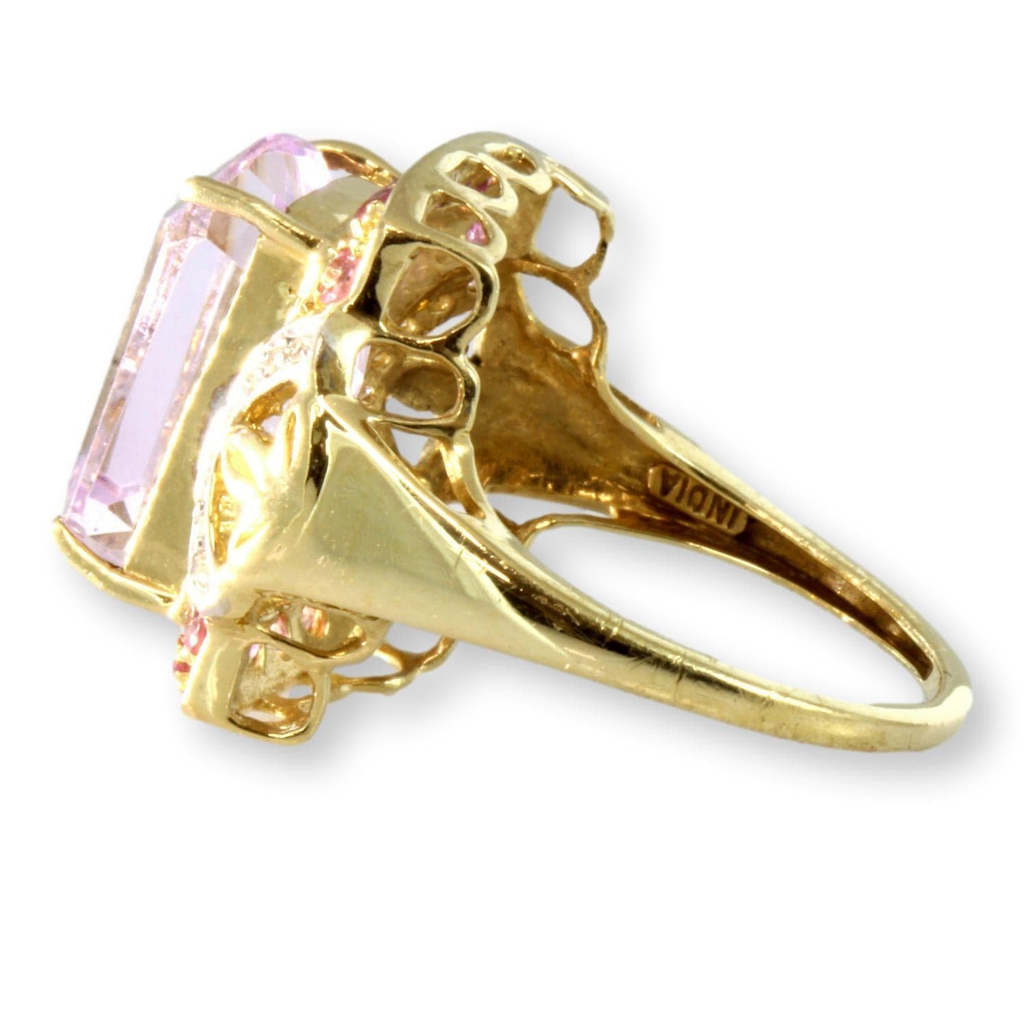 Violet Iolite, .42ctw Pink Tourmaline & .08ctw Diamond 10K Gold Ring - Size 6 - Thumbnail 4