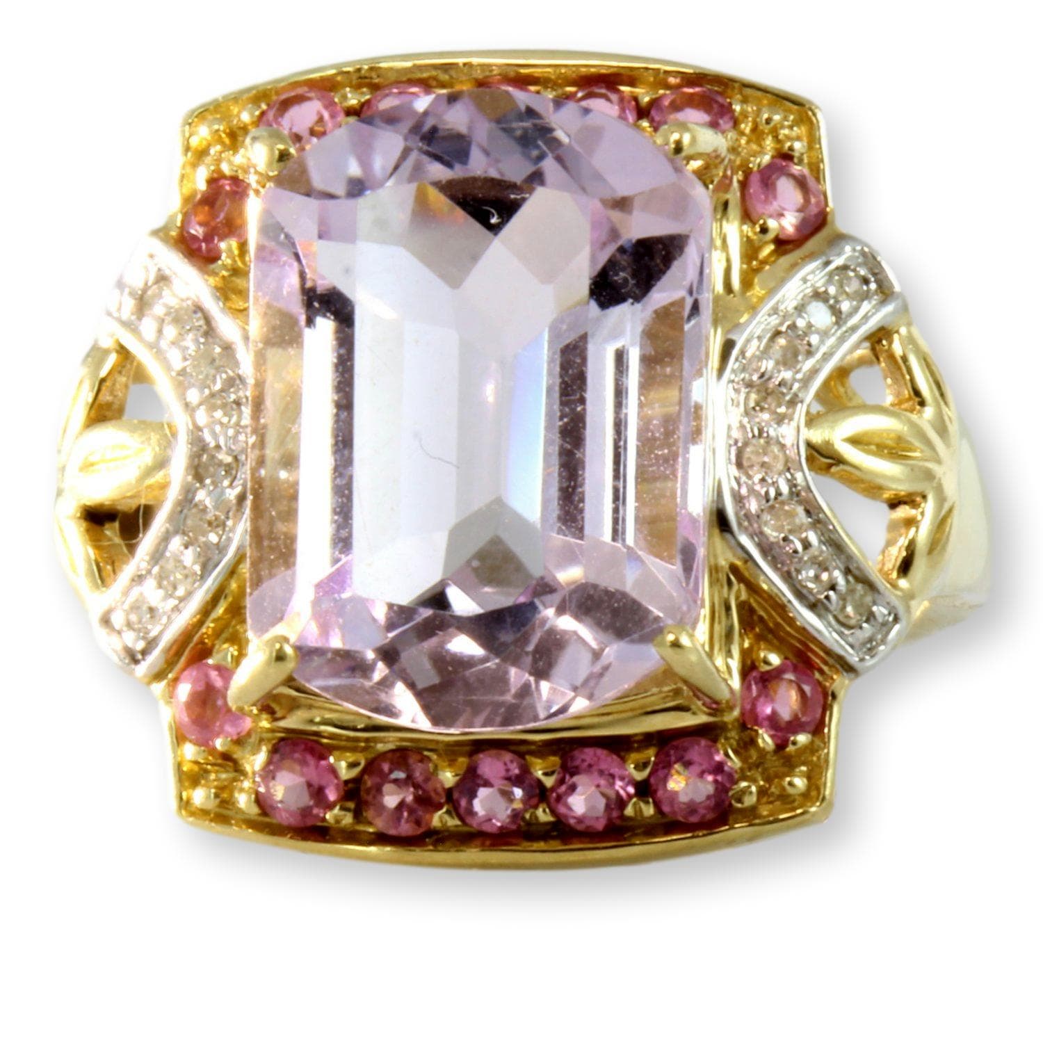 Violet Iolite, .42ctw Pink Tourmaline & .08ctw Diamond 10K Gold Ring - Size 6 - Thumbnail 2