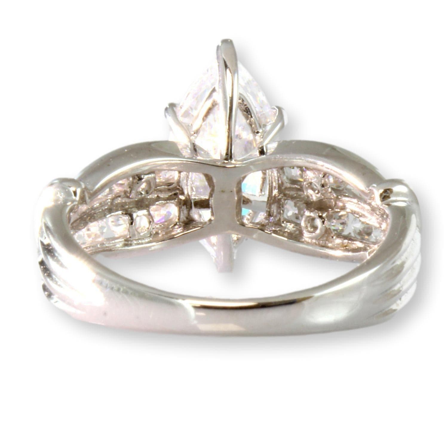 14K White Gold Diamonique Marquise Cubic Zirconia Ring - Size 5.75 - Thumbnail 4