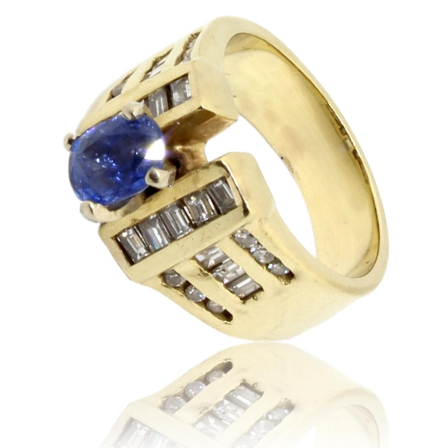 .8ct Violetish-Blue Tanzanite & 1.5ctw Diamond 14K Gold Ring - Size 6.5 - Image 1