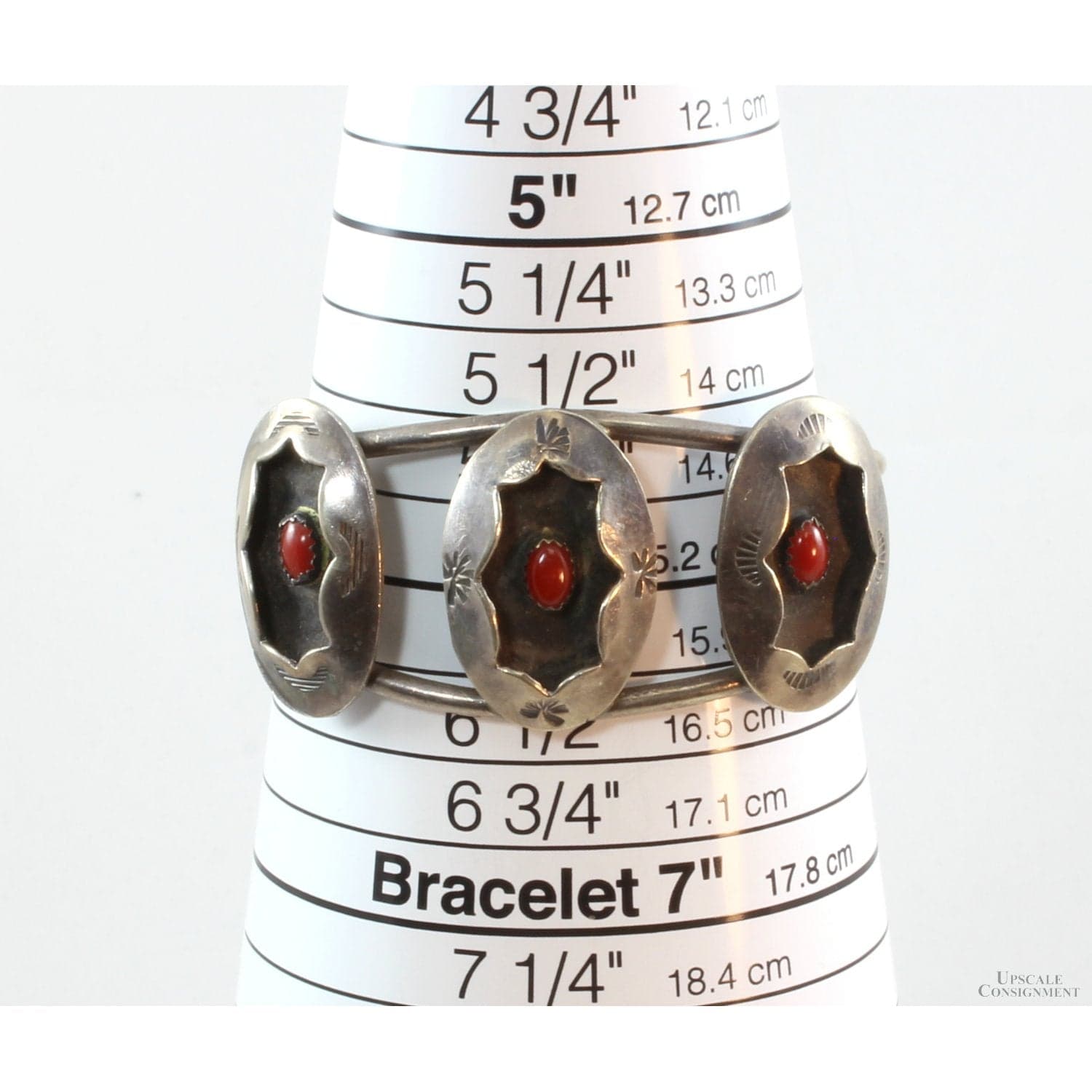 Vintage Zuni Sterling Silver Red Coral Shadowbox Cuff - Thumbnail 4