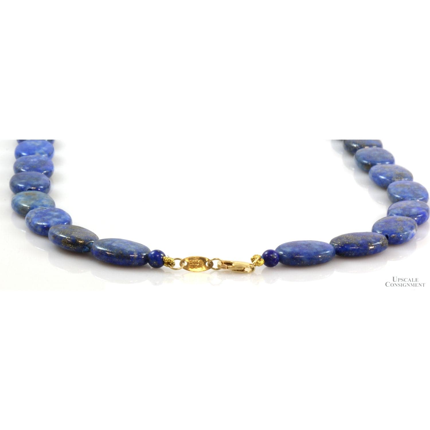 Lapis Graduated Disc Bead 14K Yellow Gold Necklace by Zoe B - 20 in - Thumbnail 2