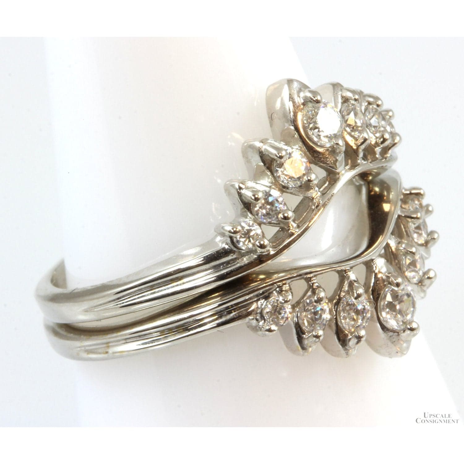 Diamonique 14K Gold Cubic Zirconia Enhancement Ring Guard Wrap - Size 6.75 - Thumbnail 3