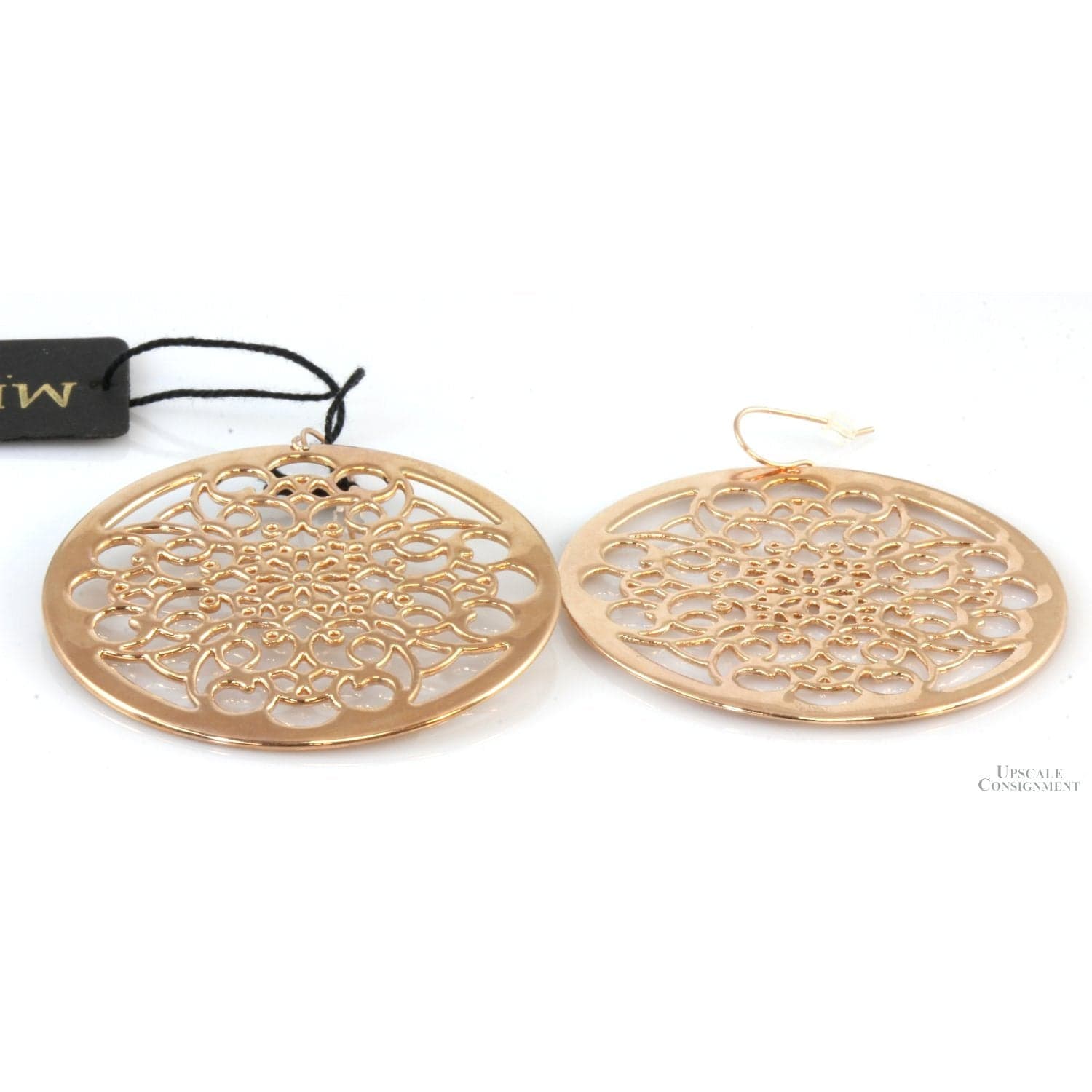 Electroformed 14K Rose Gold over Resin 2" Medallion Earrings - 2.25" - Thumbnail 2
