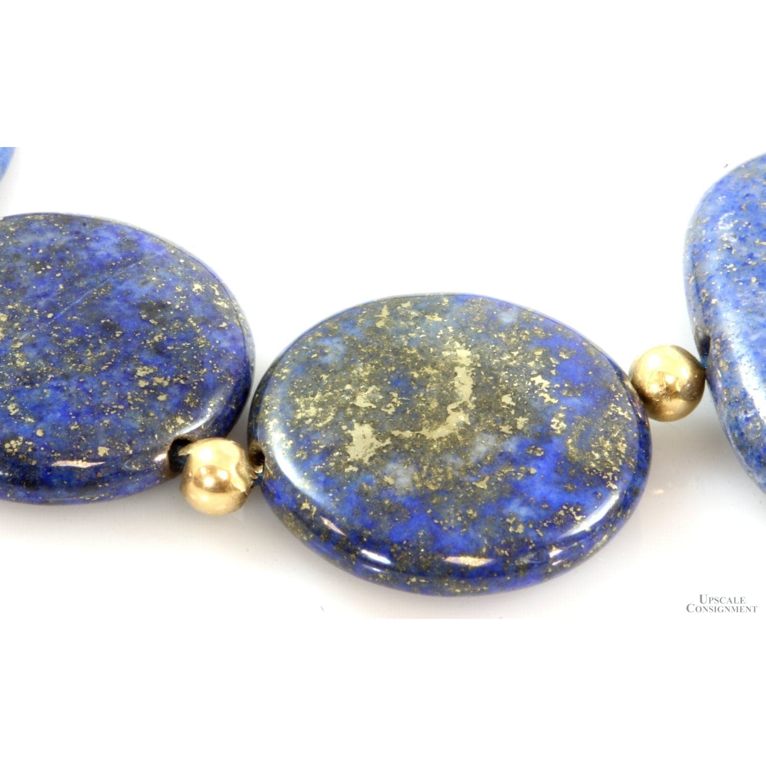 Lapis Graduated Disc Bead 14K Yellow Gold Necklace by Zoe B - 20 in - Thumbnail 4