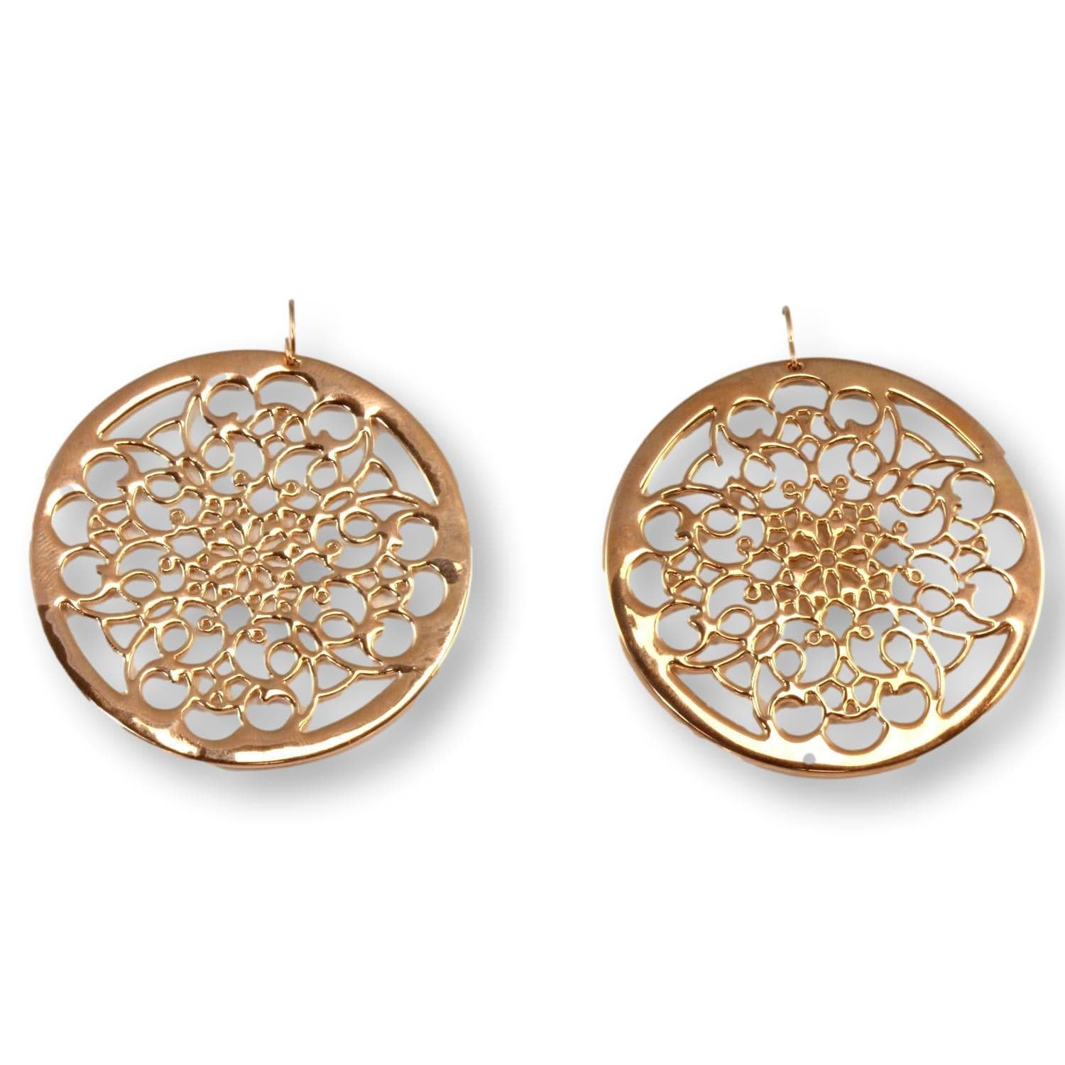 Electroformed 14K Rose Gold over Resin 2" Medallion Earrings - 2.25" - Image 1