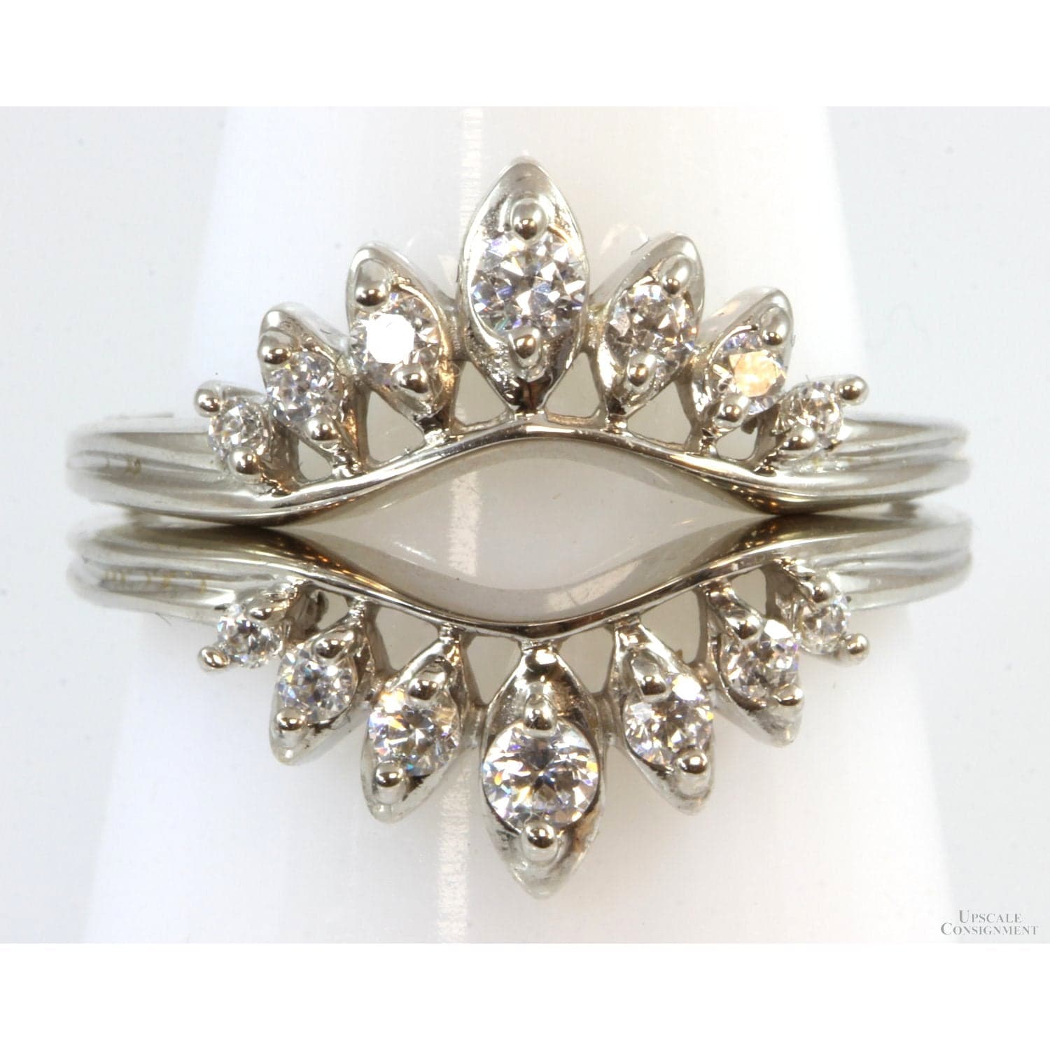 Diamonique 14K Gold Cubic Zirconia Enhancement Ring Guard Wrap - Size 6.75 - Image 1