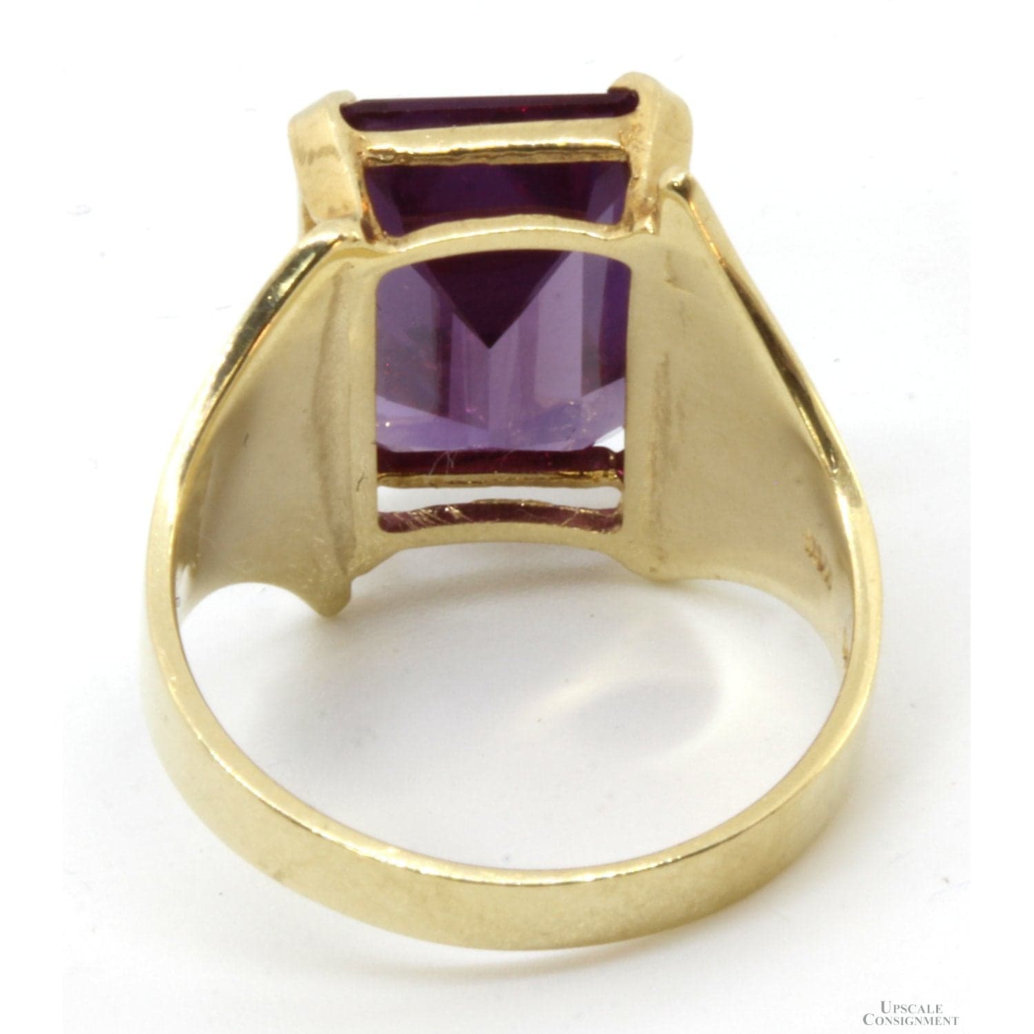 10 x14mm Emerald Cut Purple Topaz 10K Yellow Gold Ring - Size 7.75 - Thumbnail 4