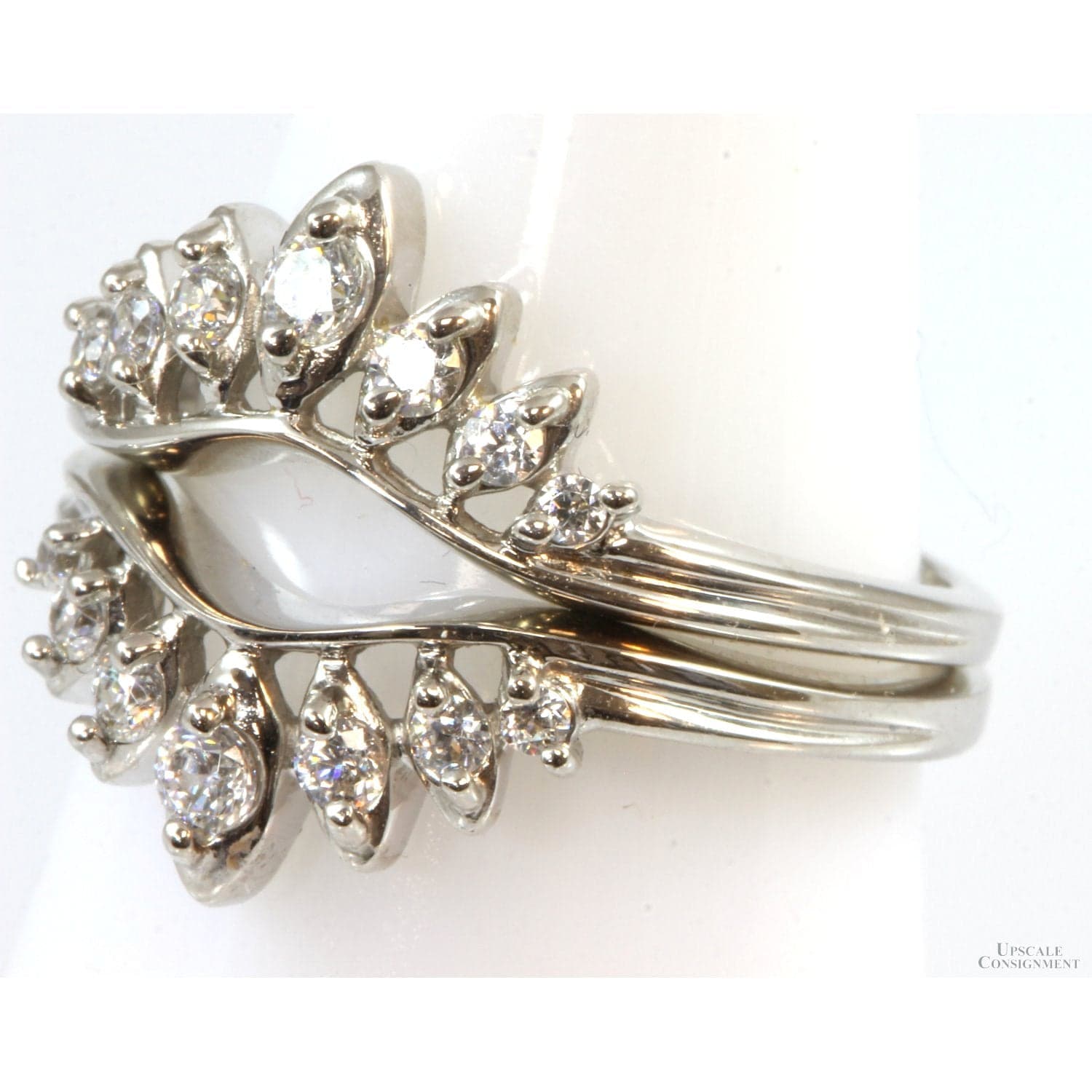 Diamonique 14K Gold Cubic Zirconia Enhancement Ring Guard Wrap - Size 6.75 - Thumbnail 4