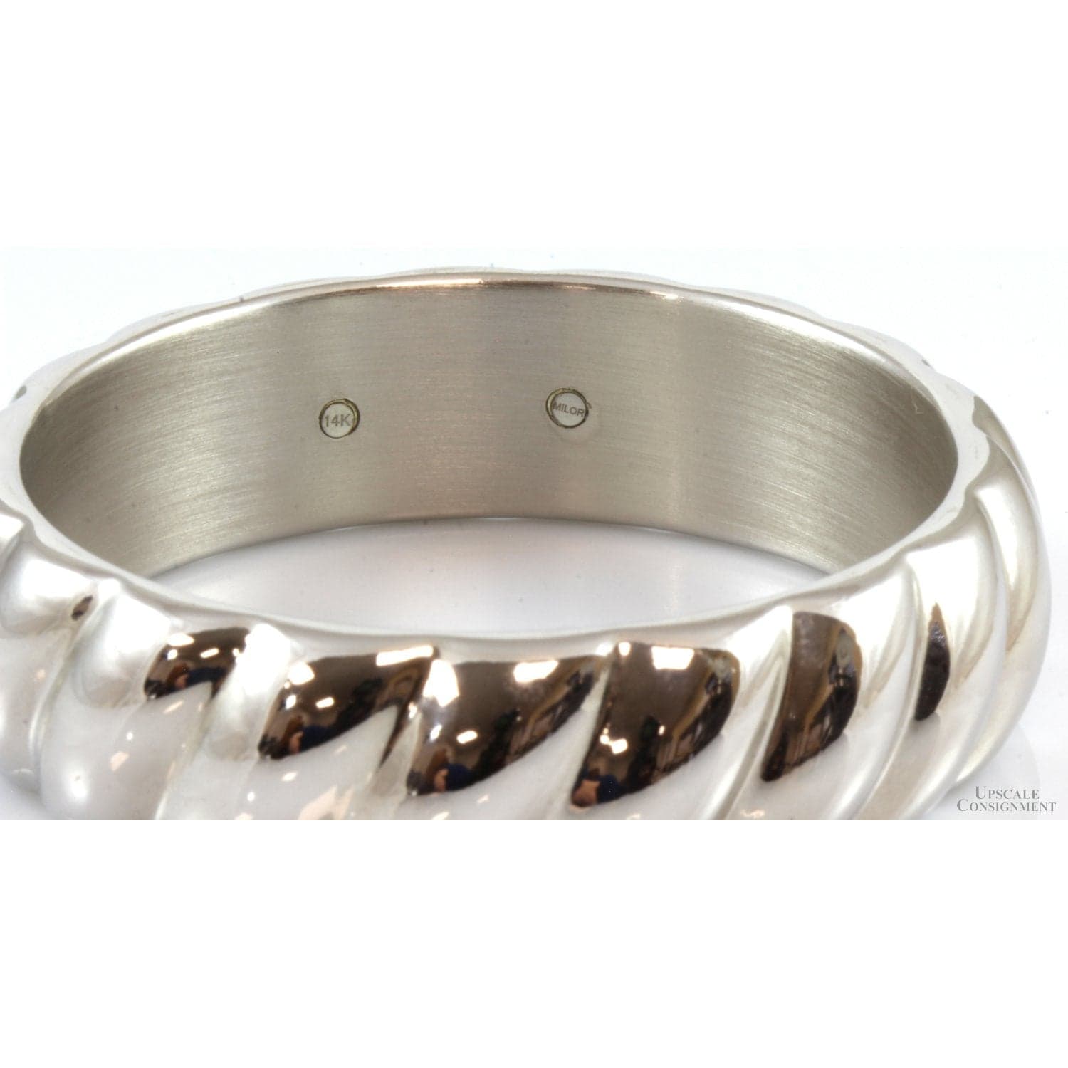 Electroformed 14K White Gold over Resin Slip-On Wide Twist Bangle - 2.5"(ID) - .75"(w) - Thumbnail 3