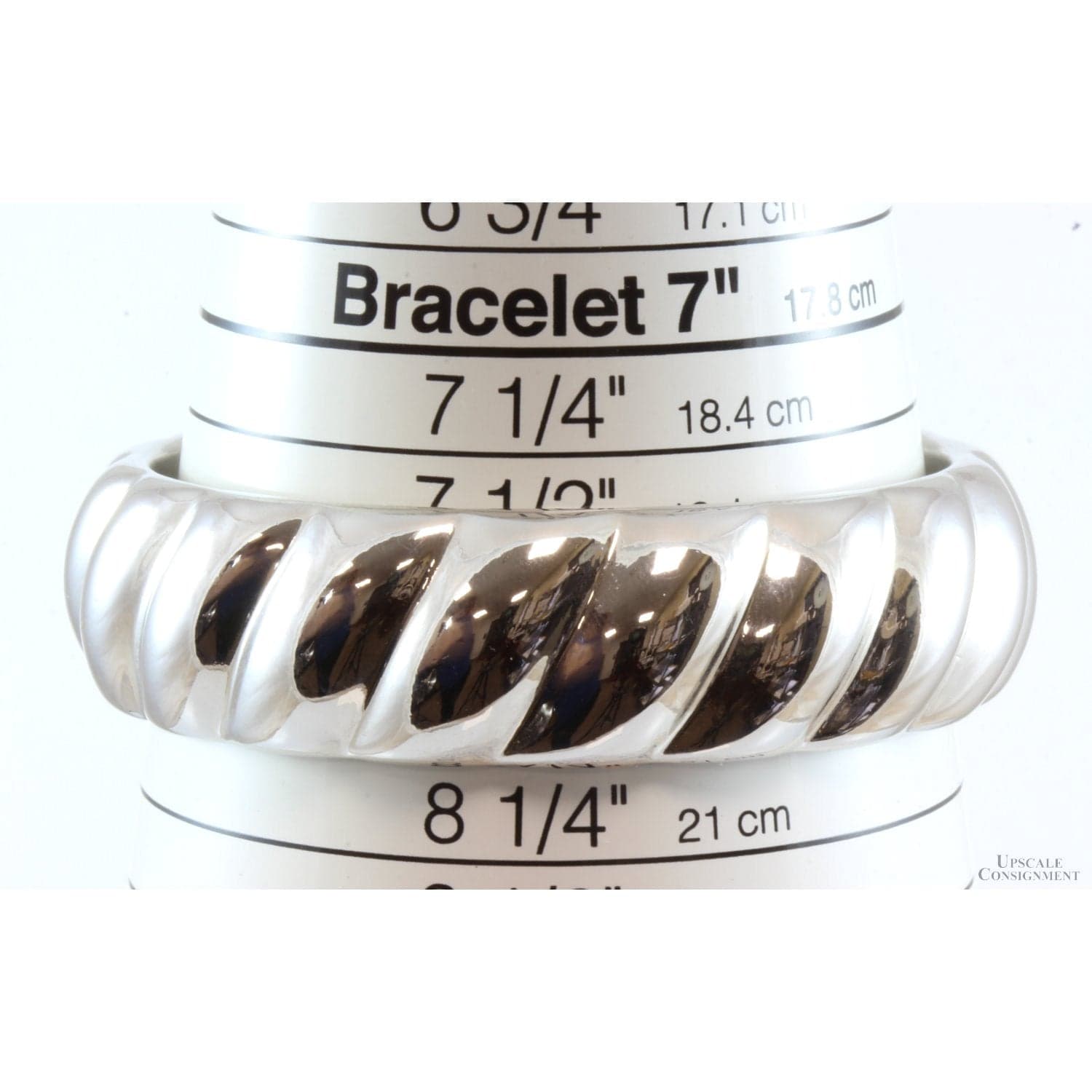 Electroformed 14K White Gold over Resin Slip-On Wide Twist Bangle - 2.5"(ID) - .75"(w) - Thumbnail 5