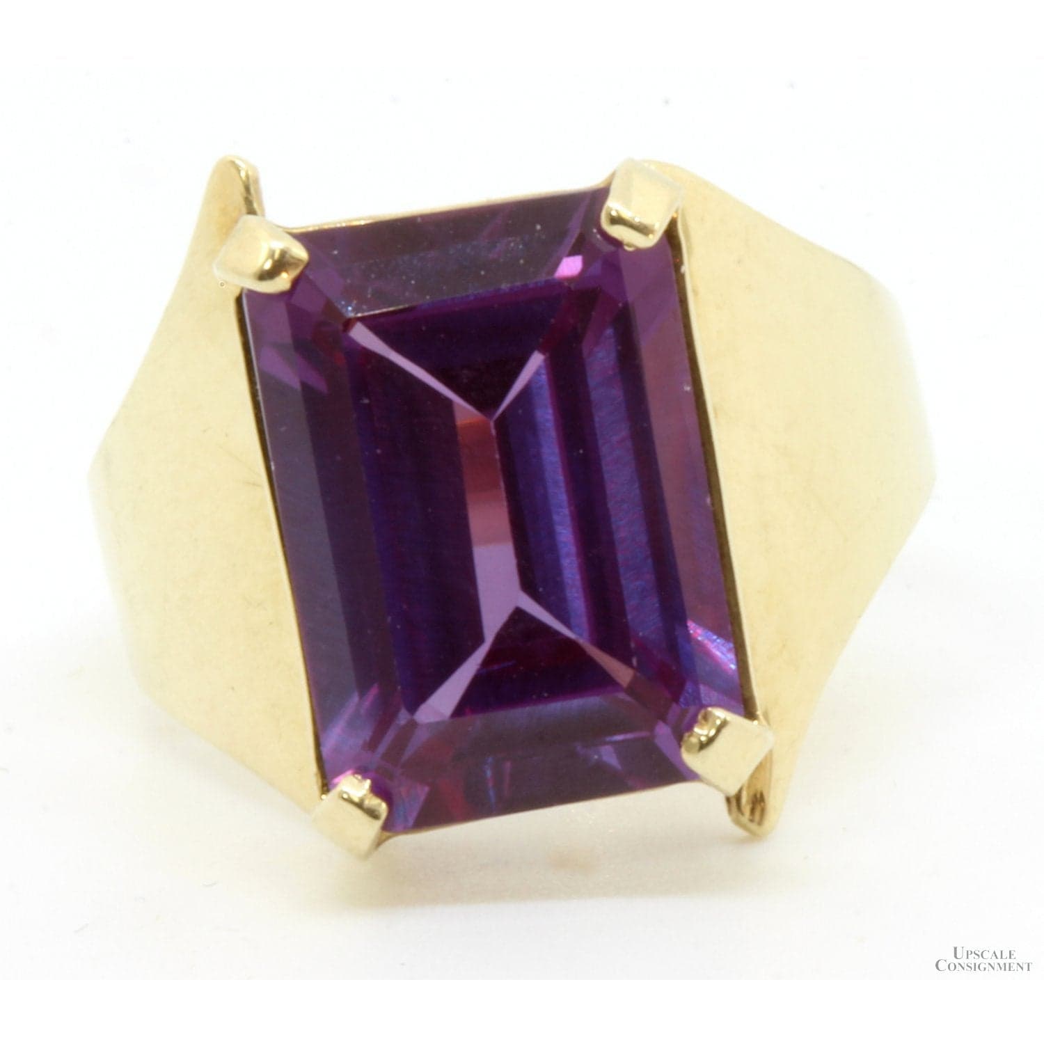 10 x14mm Emerald Cut Purple Topaz 10K Yellow Gold Ring - Size 7.75 - Thumbnail 2