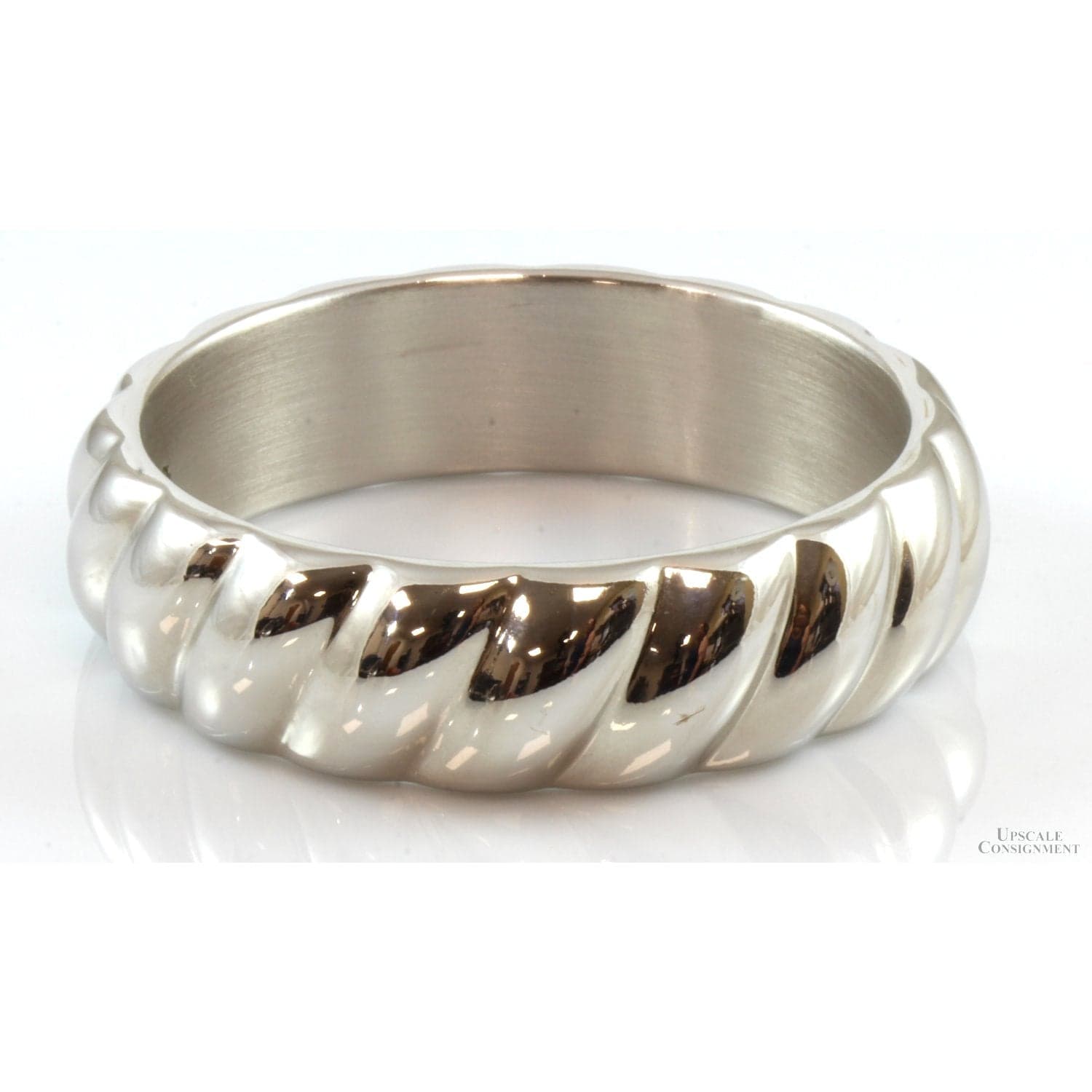 Electroformed 14K White Gold over Resin Slip-On Wide Twist Bangle - 2.5"(ID) - .75"(w) - Thumbnail 2