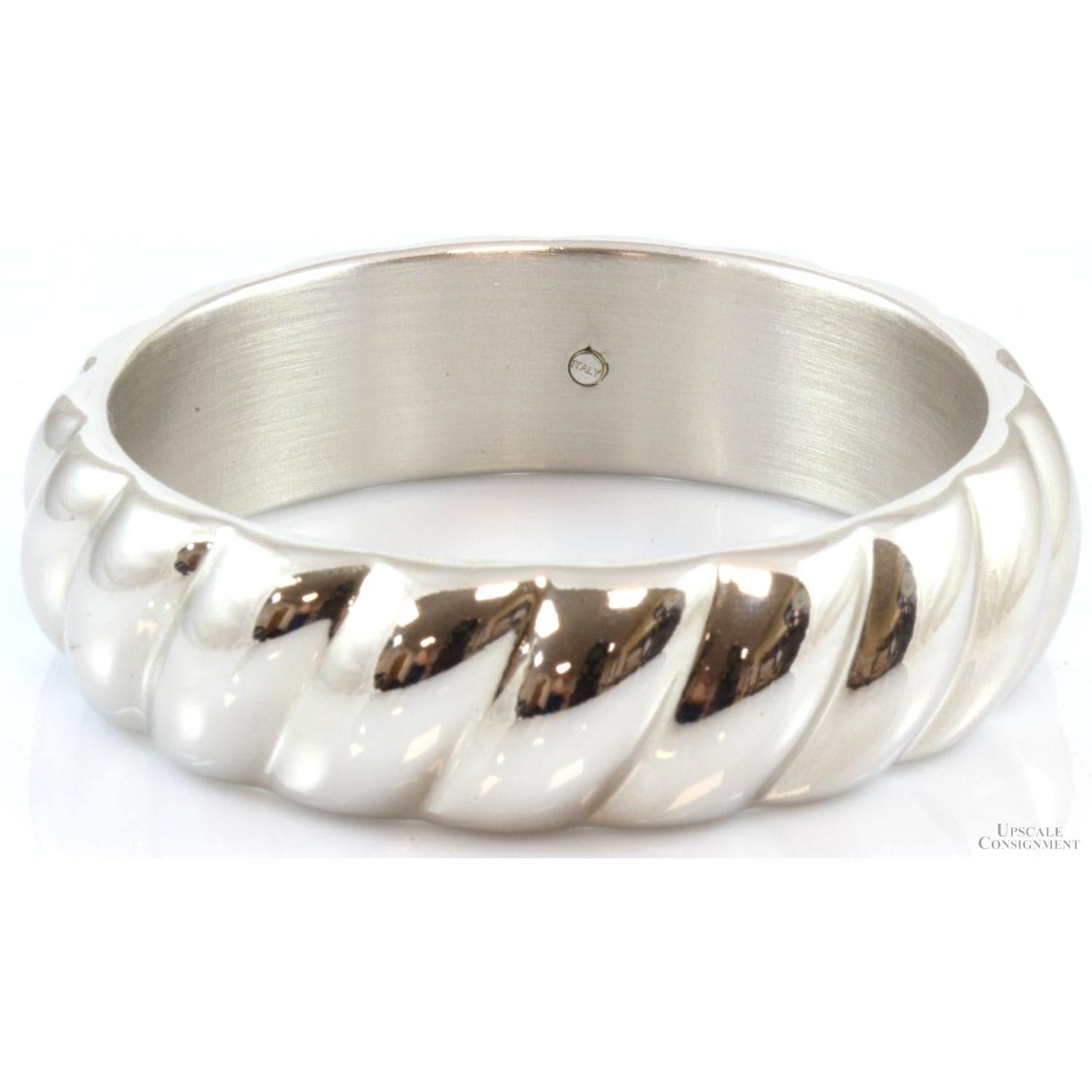 Electroformed 14K White Gold over Resin Slip-On Wide Twist Bangle - 2.5"(ID) - .75"(w) - Thumbnail 4