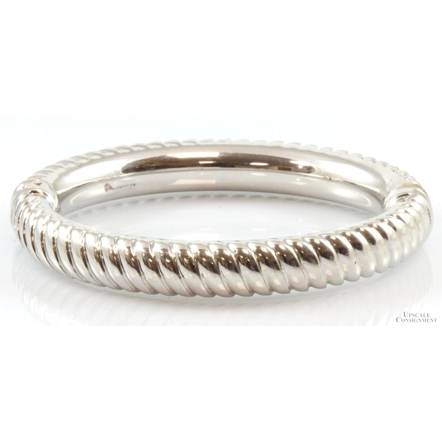 Electroformed 14K White Gold over Resin Hinged 9.9mm(w) Bangle - 2.25"ID - Thumbnail 3