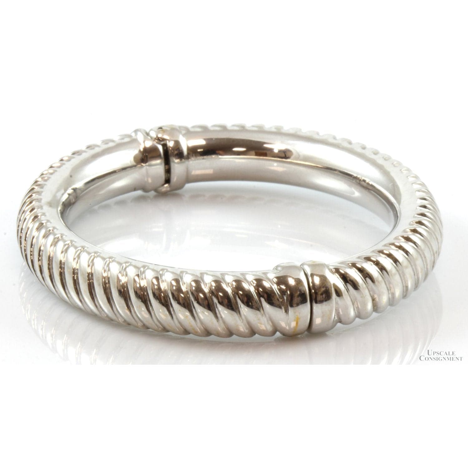 Electroformed 14K White Gold over Resin Hinged 9.9mm(w) Bangle - 2.25"ID - Image 1