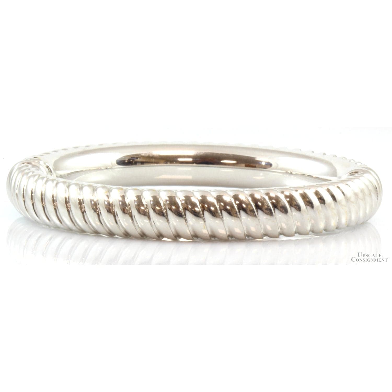 Electroformed 14K White Gold over Resin Hinged 9.9mm(w) Bangle - 2.25"ID - Thumbnail 2