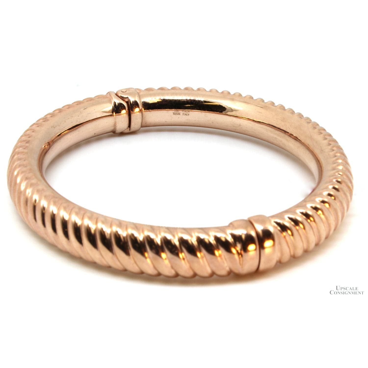18K Rose Gold Electroformed over Resin Wide Twisted Design Bangle - Thumbnail 2