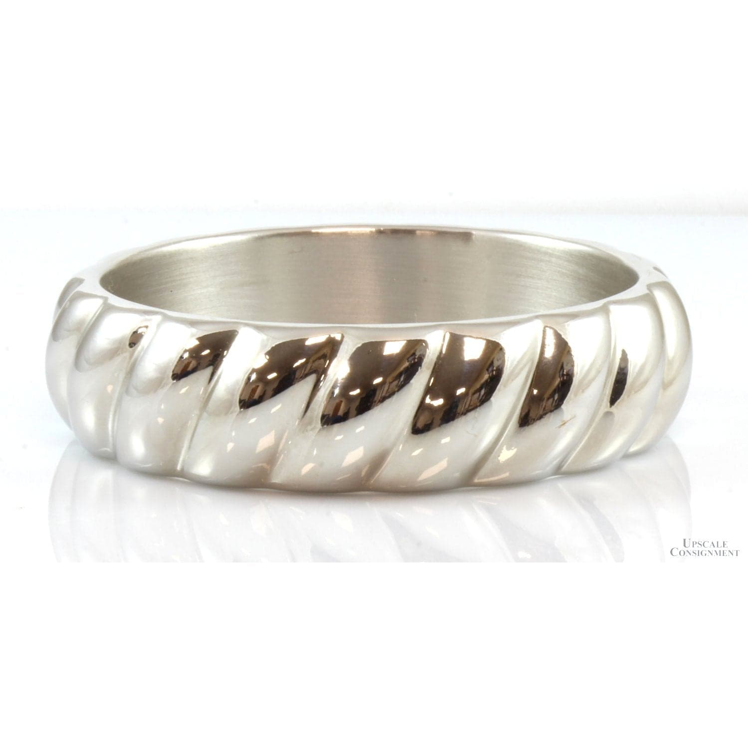 Electroformed 14K White Gold over Resin Slip-On Wide Twist Bangle - 2.5"(ID) - .75"(w) - Image 1