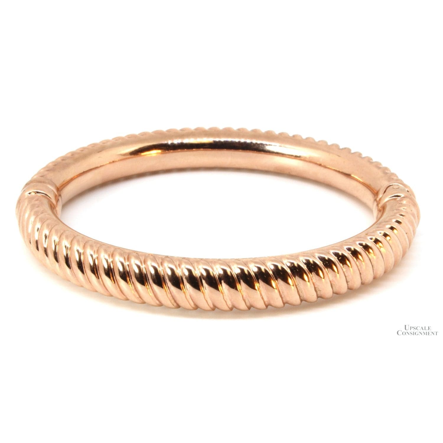 18K Rose Gold Electroformed over Resin Wide Twisted Design Bangle - Image 1