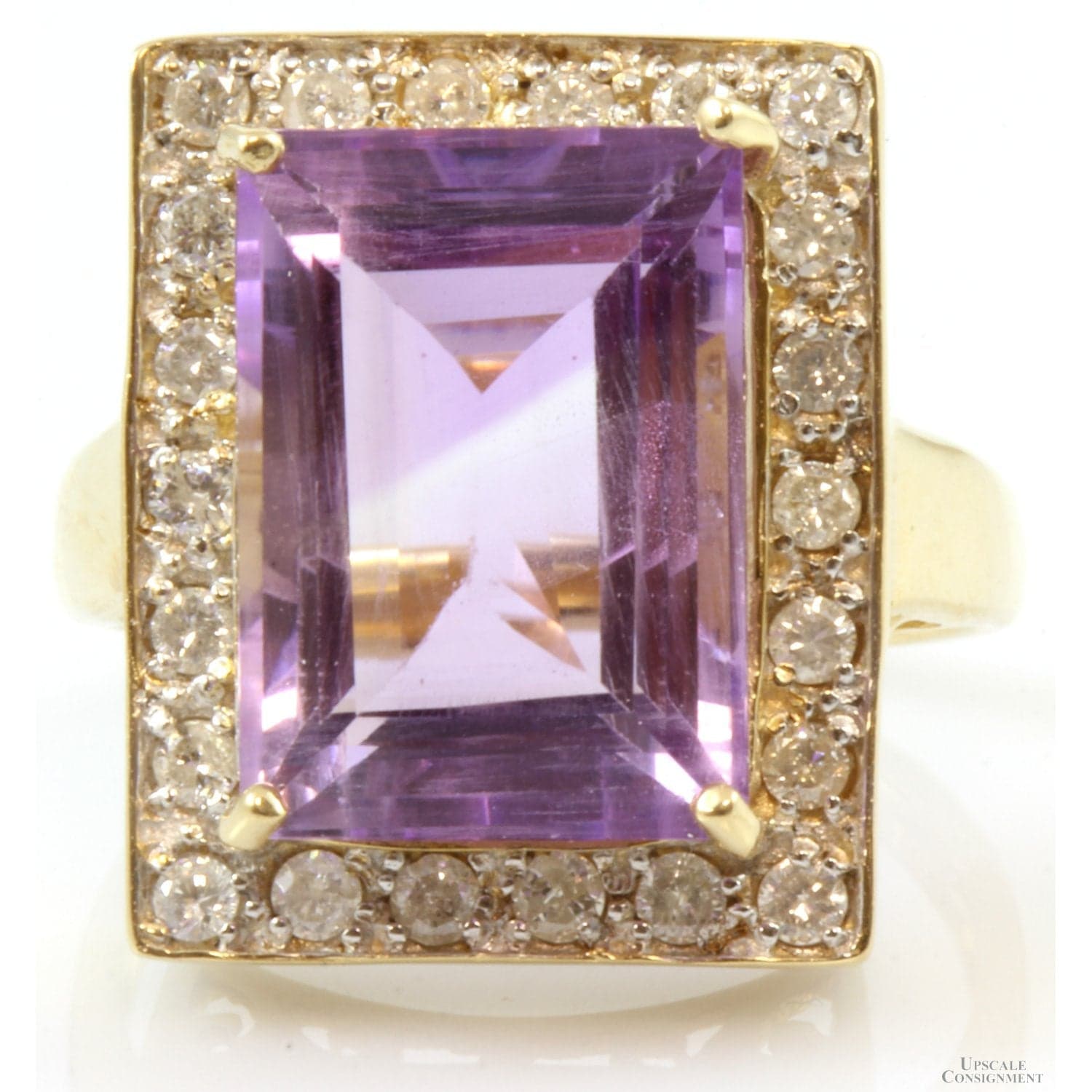 Zales 14K Gold 7.26ct Amethyst & .64ctw Diamond Halo Ring - Size 7.25 - Thumbnail 2
