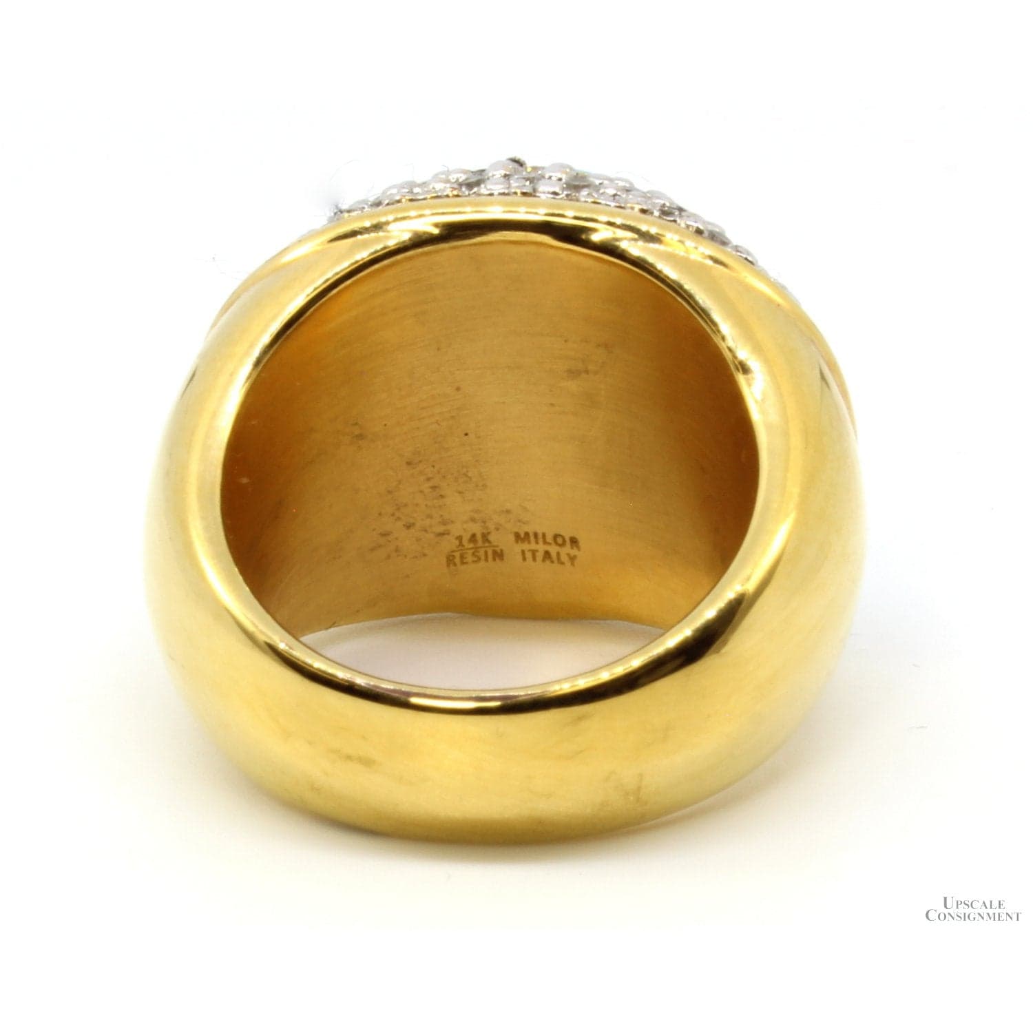 14K Gold Electroformed over Resin Turquoise & CZ Dome Ring - Size 8.75 - Thumbnail 3