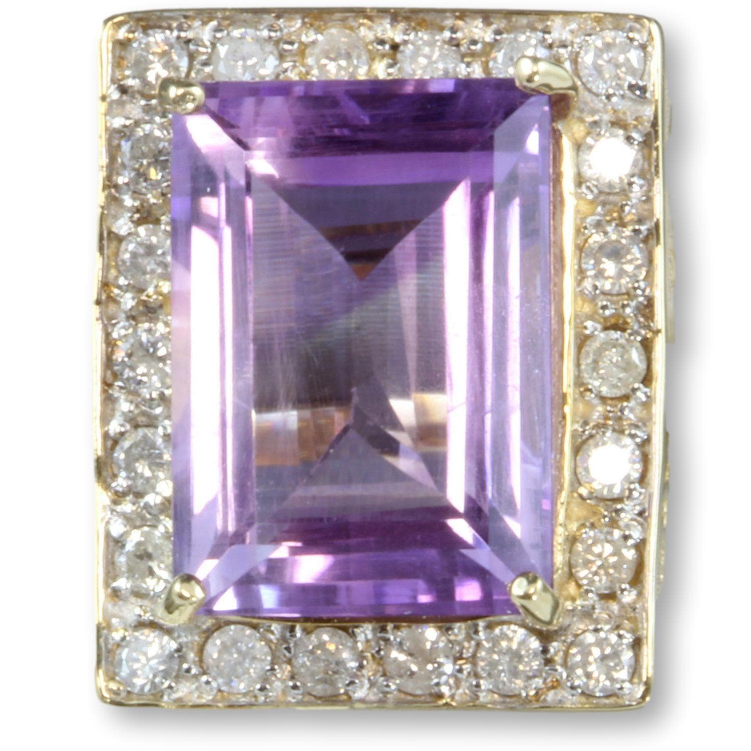 Zales 14K Gold 7.26ct Amethyst & .64ctw Diamond Halo Ring - Size 7.25 - Thumbnail 3